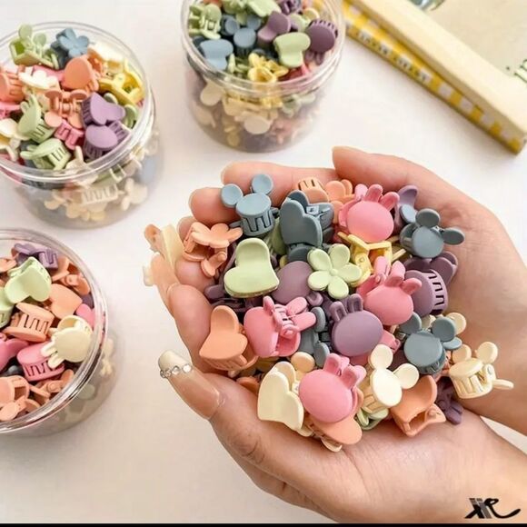 Heart flower shape hair clip bundle 50pc set matte finish - Picture 5 of 7